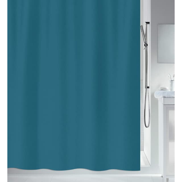 Spirella Anti-Schimmel Duschvorhang - Anti-Bakteriell, waschbar, wasserdicht - Polyester, „Primo “ 180x200cm Blau Blau 180 X 200