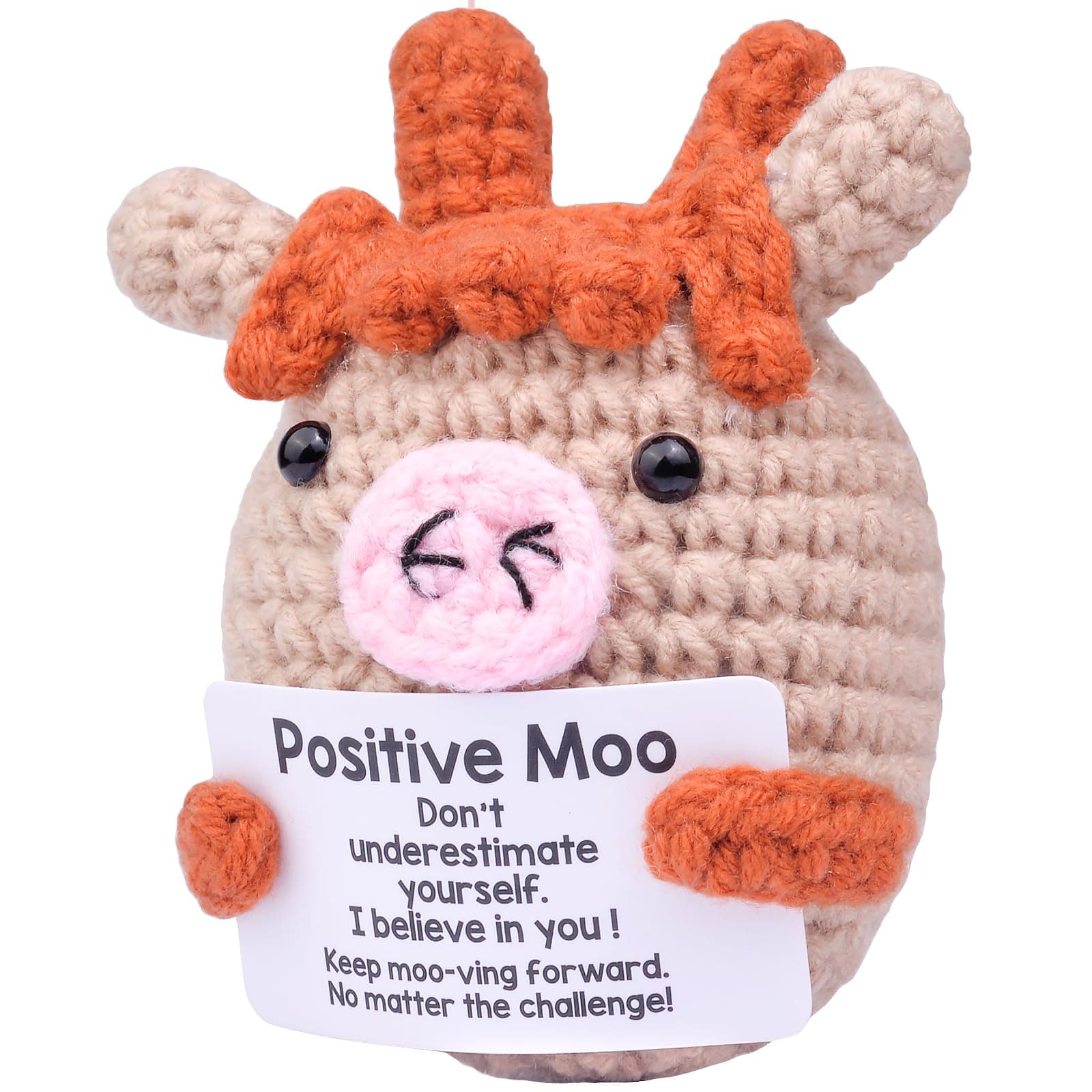 Mwmoeen Pocket Hug Positive Tiere Büffel Sonne Faul, Positive Kreative Strickwolle Tiere, Emotionale Unterstützung Geschenke Party-Dekoration Familie Freunde Geschenk Freundin Geschenk