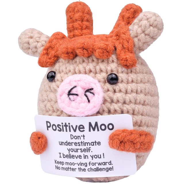 Mwmoeen Pocket Hug Positive Tiere Büffel Sonne Faul, Positive Kreative Strickwolle Tiere, Emotionale Unterstützung Geschenke Party-Dekoration Familie Freunde Geschenk Freundin Geschenk
