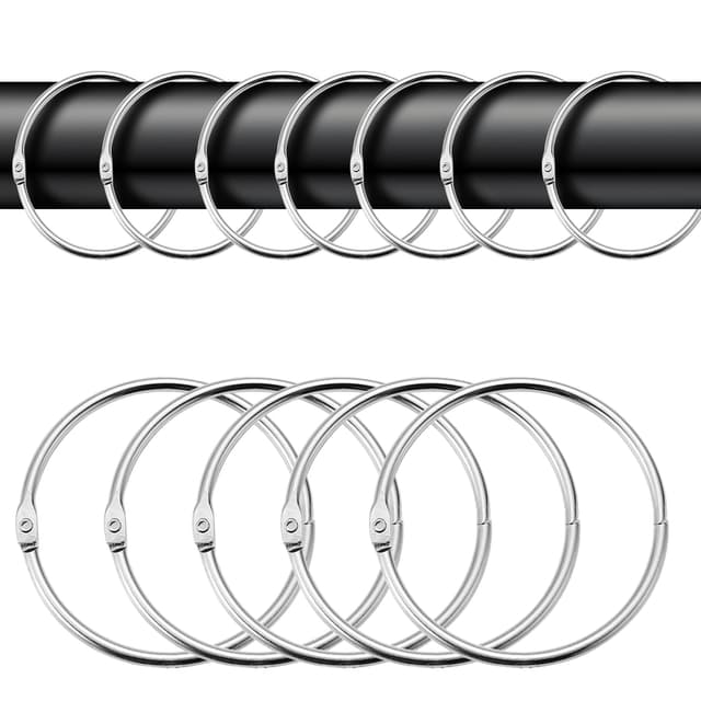 40 Stück gardinenringe zum öffnen, Rundringe Vorhang Clips, 50mm Gardinenringe, Vorhangringe für Vorhänge und Gardinenstangen-Silber 40yin
