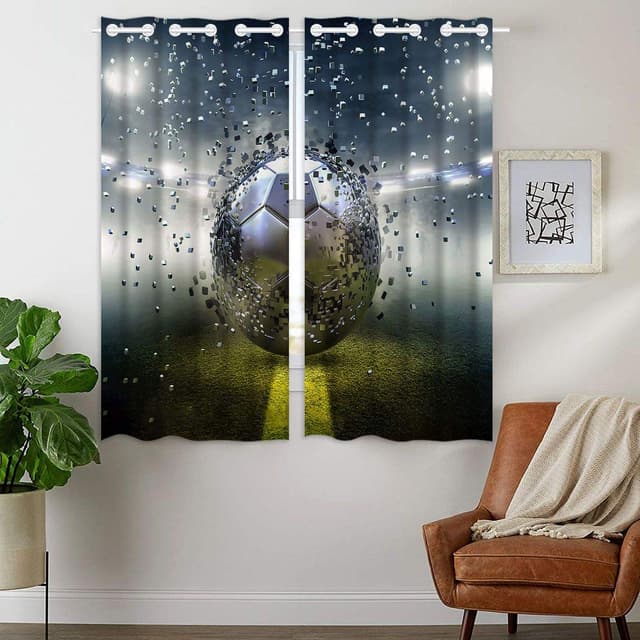 YISUMEI - Gardinen Blcikdicht - Fußball Fragment - 160 x 110 cm 2er Set Vorhang mit Ösen für Wohnzimmer Schlafzimmer 160 x 110 cm (HxB)