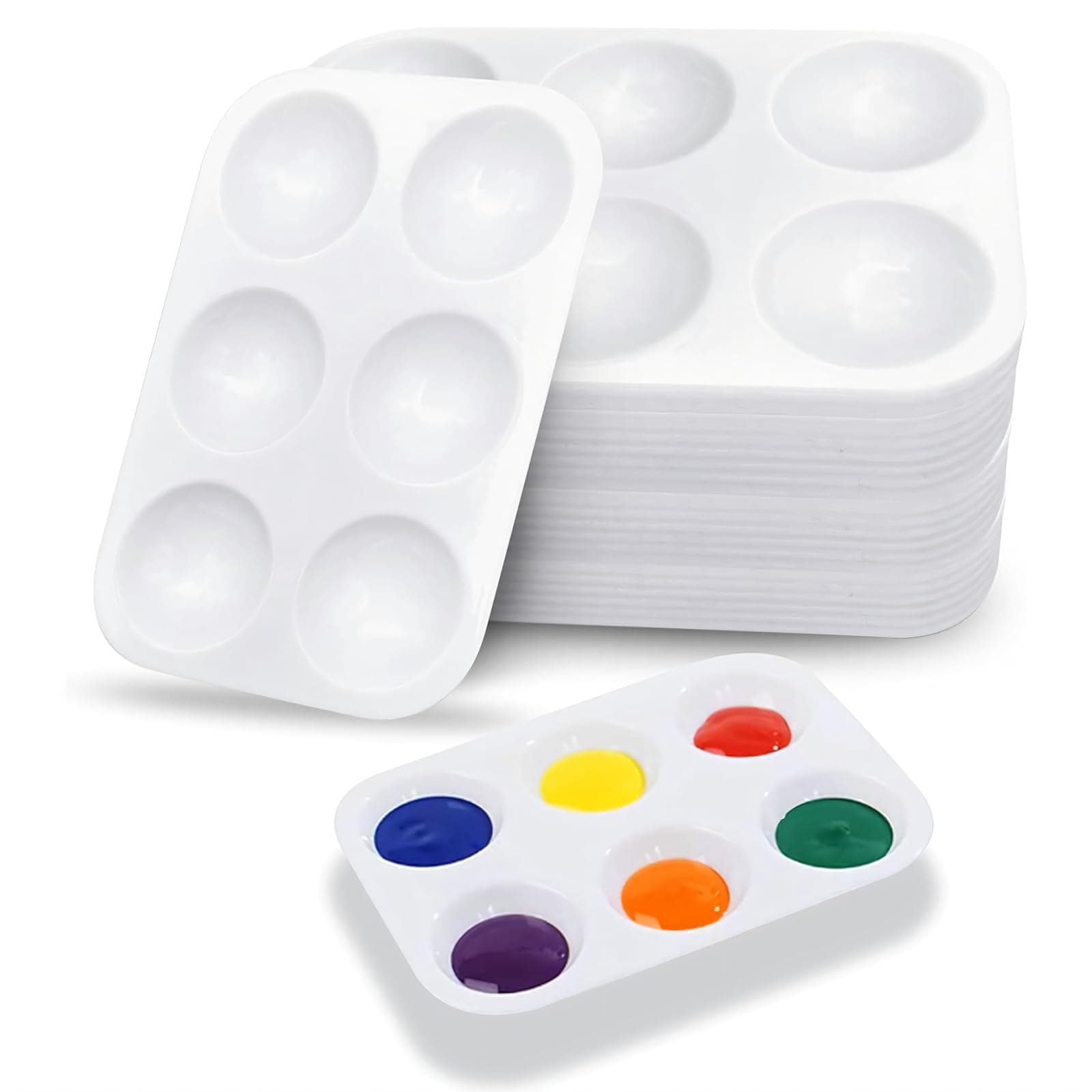 20 Stück Mischpalette Acrylfarben Rechteckige Malpalette Kunststoff mischen farbmischpalette malen mit 6 Mischfeldern(Weiß)