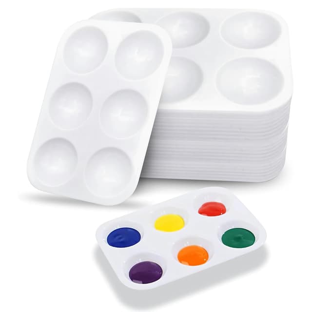 20 Stück Mischpalette Acrylfarben Rechteckige Malpalette Kunststoff mischen farbmischpalette malen mit 6 Mischfeldern(Weiß)