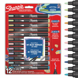 Sharpie Kreative Marker Acrylfarben Stifte | Erdtöne | Wasserbasierte Farbstifte | Kein Durchbluten, Schreibt auf den Meisten Oberflächen | Kugelspitze | Schul- & Lernmaterial | 12 Stück