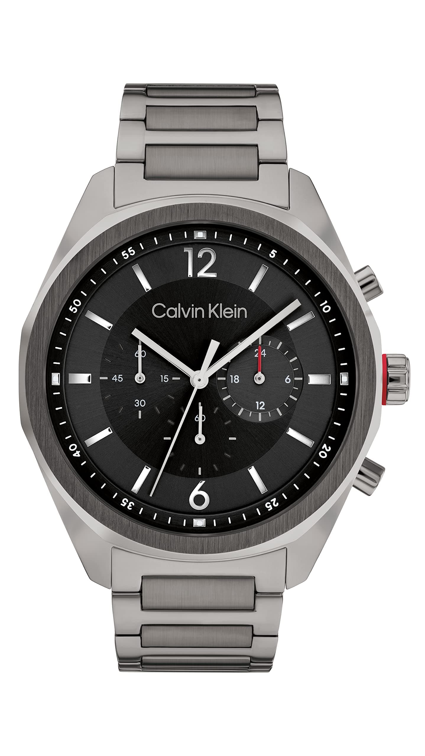 Calvin Klein Chronograph Quarz Uhr für Herren CK Force Kollektion mit Edelstahlarmband Black