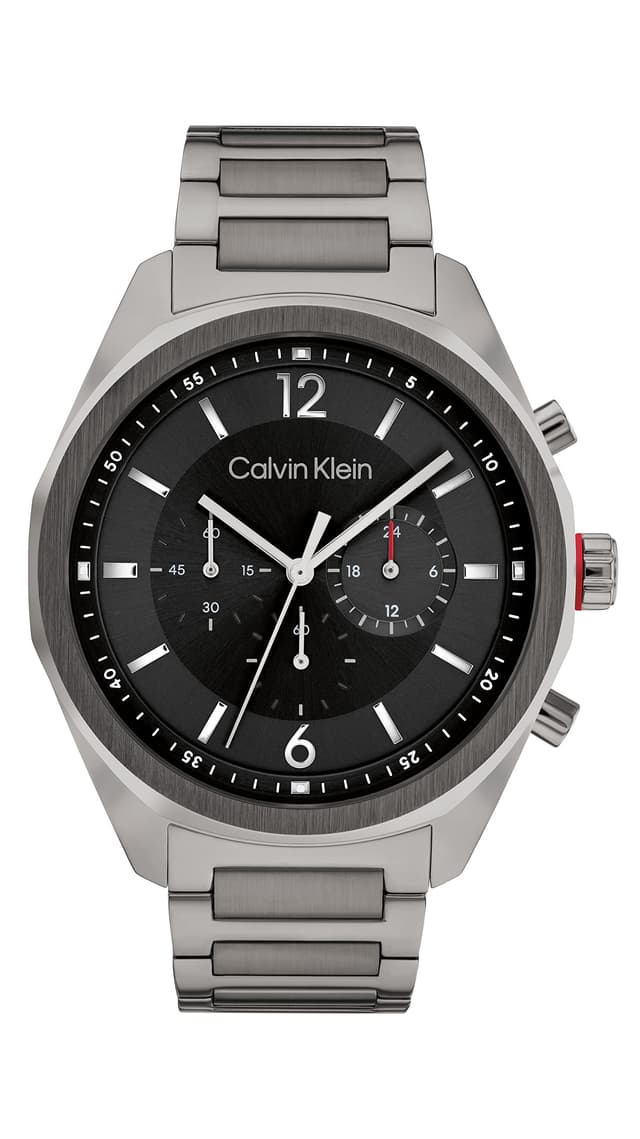 Calvin Klein Chronograph Quarz Uhr für Herren CK Force Kollektion mit Edelstahlarmband Black