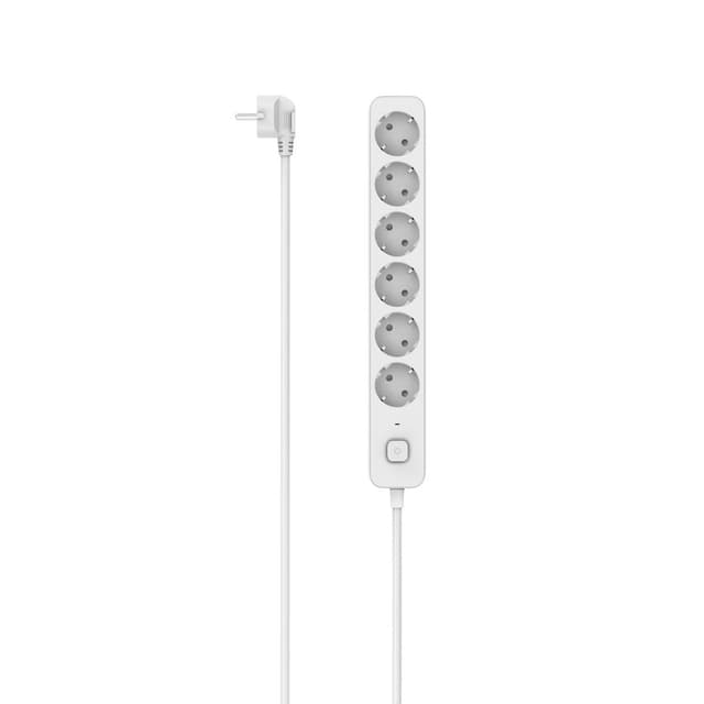 Hama Steckdosenleiste mit Schalter, 6-Fach, 1,4m (6 Fach Steckdosenleiste, 6er, Mehrfachsteckdose, Mehrfachstecker, mit Berührungsschutz, LED Funktionsleuchte, 45°) weiß inkl. Schalter 6-fach Weiß