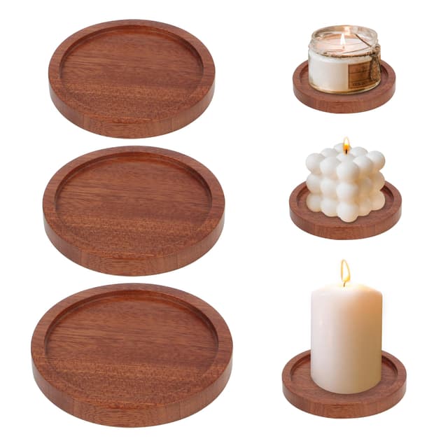 AYSYR 3 Stücke Kerzenteller,Kerzenuntersetzer für Runde Untersetzer,Kerzenständer Holz für Hochzeit Haus Dekotablett,Holzuntersetzer Geeignet für Partydekoration(D 7.1 cm,8 cm,9 cm)
