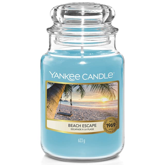 Yankee Candle Duftkerze im Glas (groß), Beach Escape, Kerze mit langer Brenndauer bis zu 150 Stunden, optimale Geschenke für Frauen