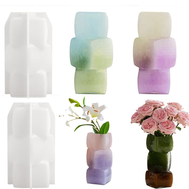 2 Stücke Vase Silicone Mould, Silikonform,Kerzenhalter, Silikon-Gießformen für Kerzen DIY Vases Resin Formen,Handgefertigte Silikonform Epoxidharz gießform gießformen vase