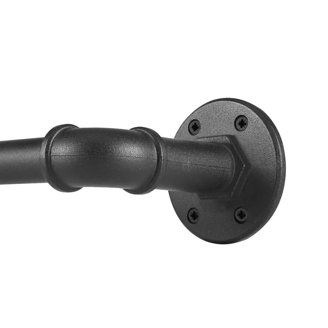 DINGFANGYA Industrielle Ausziehbare Gardinenstange Metall Schwarz, Wand- und Deckenmontage, 88-266cm