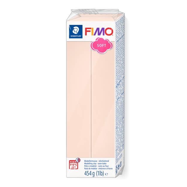 STAEDTLER ofenhärtende Modelliermasse FIMO soft, blass rosa, Großblock 454g, weich und geschmeidig, speziell für Einsteiger und Hobbykünstler, 8021-43 Fleisch