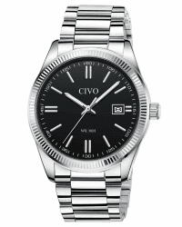 CIVO Herren Uhr Edelstahl Armbanduhr Einfach Business Wasserdicht Uhren für Männer Analog Quarz Herrenuhr mit Leuchtend Datum Schwarz 8349