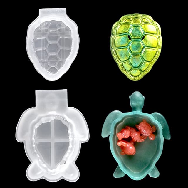 Zayookey Aufbewahrungsbox Silikonform, Schildkröten Schachtel Epoxidharz Formen mit Deckel, Storage Box Resin Mold 3D Resin Gießform Schmuckbox Harzform für DIY Kunsthandwerk Blumen Topf Dekoration Turtle Box Mold