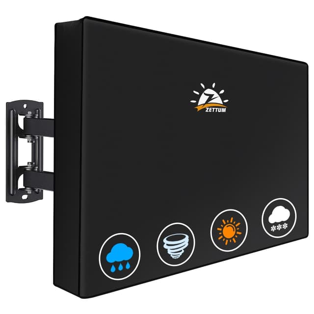 Zettum TV Abdeckung für 65-70 Zoll TV, Fernseher Bildschirmschutz Abdeckung Außenbereich 600D Oxford PU Beschichtung Heavy Duty & Wasserdicht Displayschutz für Fernseher (Schwarz) 65“ - 70” TV Schwarz