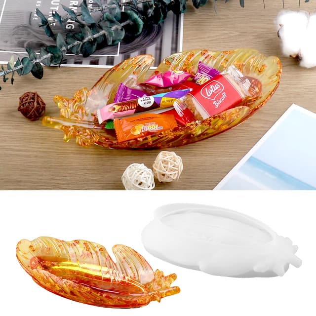 wikimo Silikonformen gießformen für Epoxidharz Tablett, DIY Epoxidharz Silikonform zur Herstellung von für Tablett in Blattform, DIY Bastelprojekte, Heimdekoration