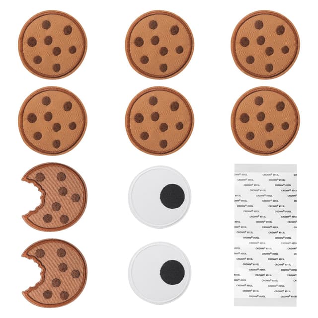 10 Stücke Keks Aufnäher Kekse Krümelmonster Cookie Patches zum Aufnähen Karneval Aufnäher Bügelbilder Applikation für Kleidung Gesticktes Etikett Gebügeltes Gesticktes Abzeichen