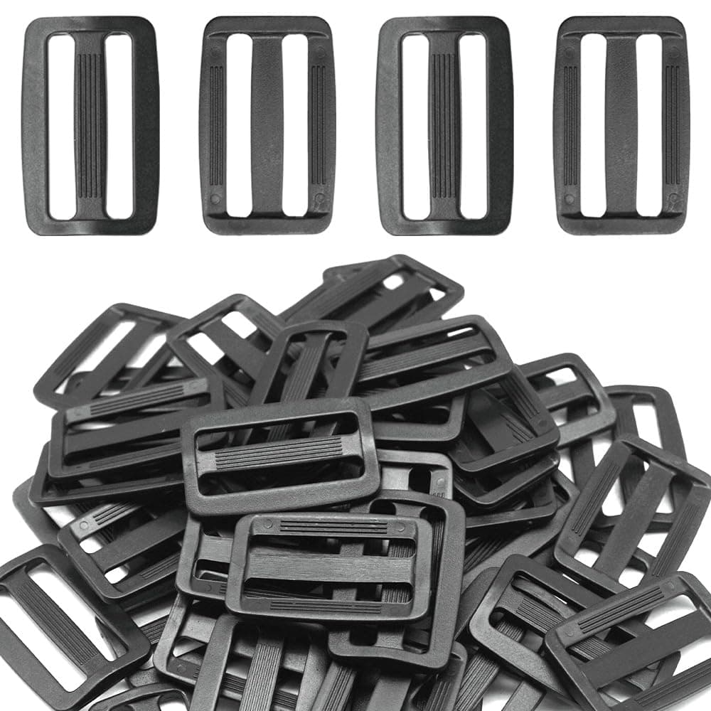 Yosawo 30 Pcs Black Buckle Clip Dual Adjustable Flat Side Quick Release Buckles for DIY Craft Backpack Strapping（ 20mm /0.78"）
