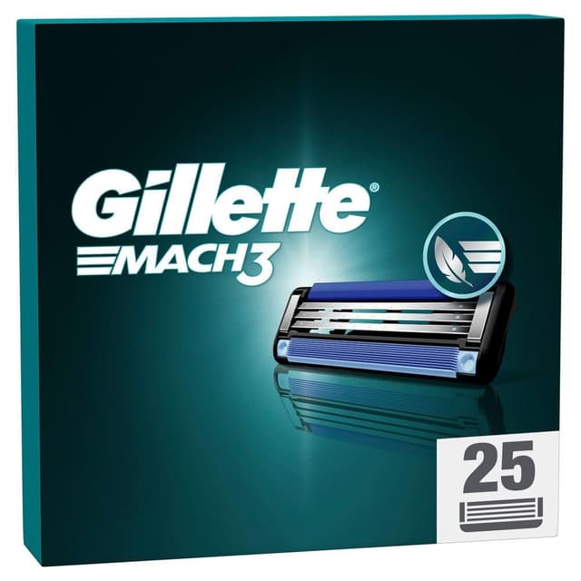 Gillette Mach3 Rasierklingen für Männer, 25 Original Gillette Ersatzklingen, Klingen für Herren mit Gleitstreifen für ein sanftes Gleiten und Klingenbeschichtung 25 Klingen