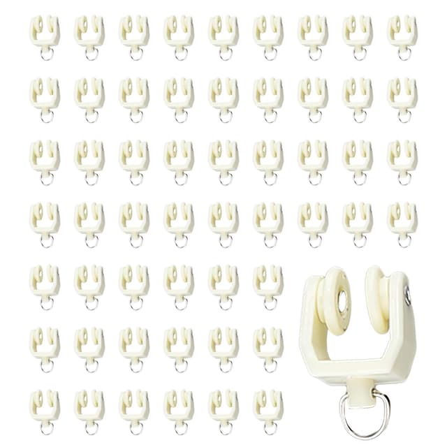 35 Stück Vorhangrollen für flexible Kunststoff Vorhangschienen, Doppelrad Gleiter für schwere Vorhänge für Fenster, Duschvorhänge und Raumteiler, Zubehör für Deckenvorhangschienen,biegbar und flexibel