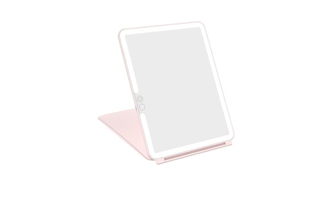 WEILY Schminkspiegel mit Beleuchtung, Kosmetikspiegel DREI Farben Einstellbarer Led Kosmetikspiegel, 2000 mAh USB Aufladbarer Beleuchteter Tischspiegel, Make up Spiegel für Reisen (Rosa)
