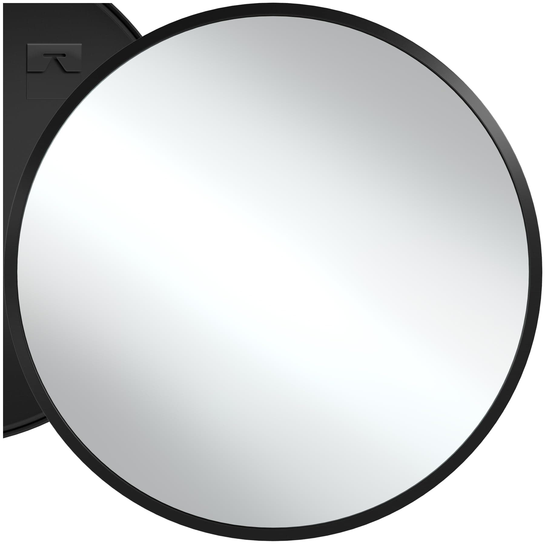 tectake® Spiegel rund schwarz, Wandspiegel modern, Spiegel Bad, Wanddekoration Wohnzimmer, Boho Deko Schlafzimmer, runder Badezimmerspiegel, Spiegel Flur, Gäste WC, Spiegel Aufhängung - Ø50 x 2,5 cm Ø50 x 2,5 cm Rund