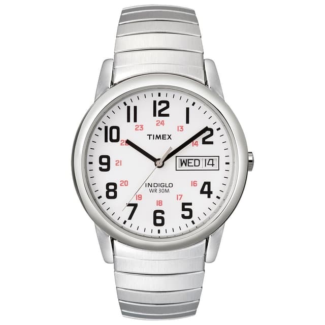 Timex Herren-Armbanduhr Analog Edelstahl Silvertone/White