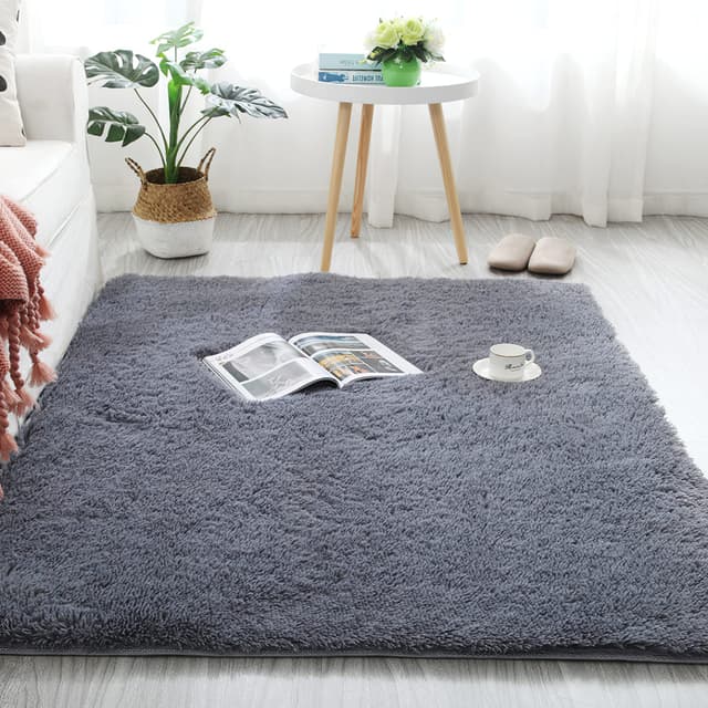 MARATIP Flauschiger Teppich für Wohnzimmer, große Größe, modernes Wohnzimmer, Mädchen, weicher und Flauschiger Teppich für das Schlafzimmer(Silber grau,160 x 230 cm) Silber Grau 160 x 230 cm