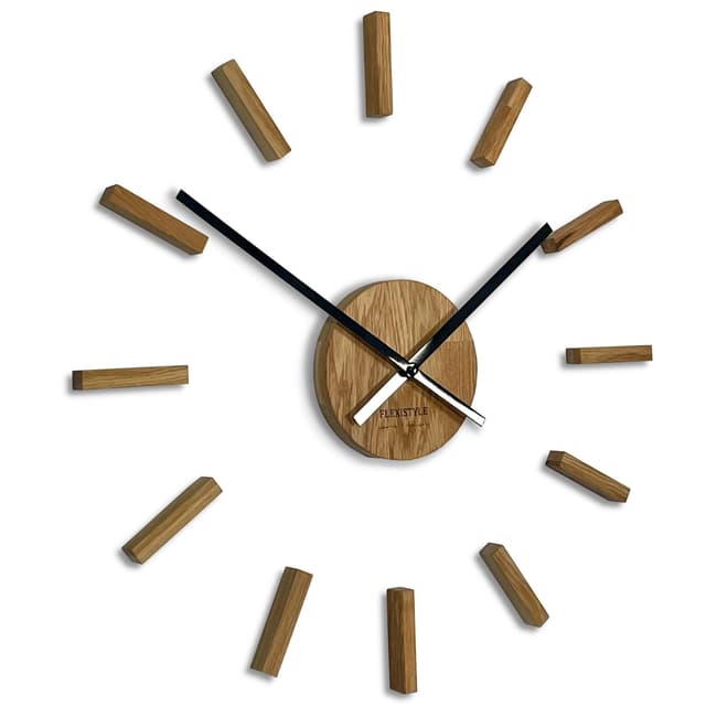 3D Wanduhren DIY Holz Eiche große Wanduhr 50-75CM 3D Wanduhr Modern Design EKO Wanduhren Wandtattoo Dekoration Uhren für Büro Wohnzimmer Schlafzimmer Dekoartikel Quarzuhr (HolzSimple, schwarze Zeiger) Eiche/Schwarz 2 Eiche