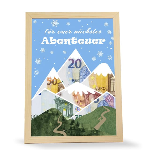 Dumeher Geldgeschenk Hochzeit Hochzeitsgeschenke für Brautpaar Geld Wandern Berge Deko Bilderrahmen zum Befüllen Hochzeitsgeschenk Verpackung mit Wandern