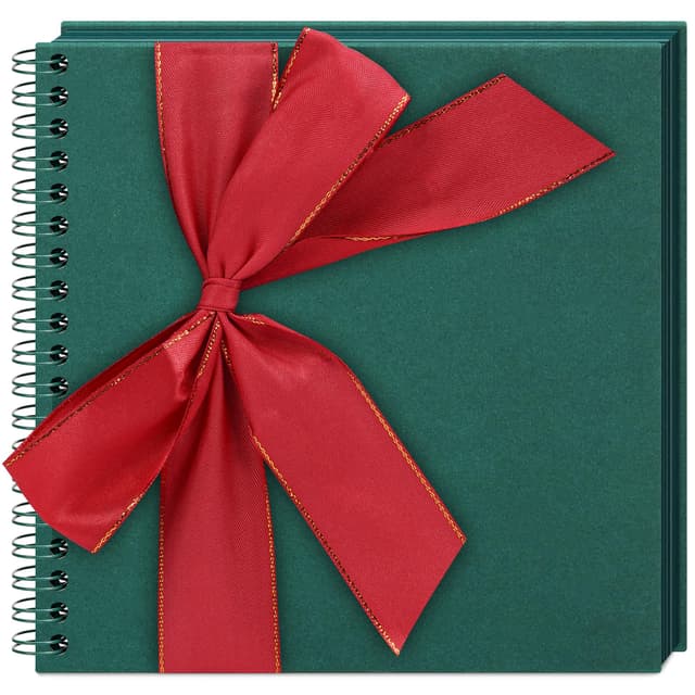 Vienrose Scrapbook Fotoalbum zum Selbstgestalten und Einkleben mit 40 Seiten, Hardcover Kraftpapier, DIY Scrapbook für Hochzeit, Geburtstag, 20,5 x 20,5 cm, Weihnachtsgrün 20,5×20,5 cm 40 Seiten Weihnachtsgrün