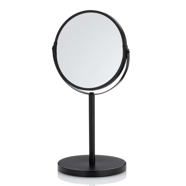 kela Schminkspiegel schwarz mit Vergrößerung Elias 16 cm, 1-/3-fach, Standspiegel, Metall, Kosmetikspiegel, Rasierspiegel rund