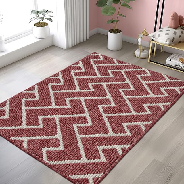 Biscpro Teppich Läufer,80x120cm Teppich läufer Waschbar rutschfest Pflegeleicht Teppichläufer für Wohnzimmer,Flur,Küche,Büro,Schlafzimmer-Rot 80 x 120 cm Rot