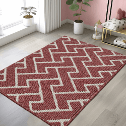 Biscpro Teppich Läufer,80x120cm Teppich läufer Waschbar rutschfest Pflegeleicht Teppichläufer für Wohnzimmer,Flur,Küche,Büro,Schlafzimmer-Rot 80 x 120 cm Rot