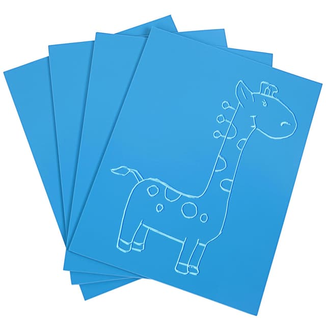 COOZEE 4er-Pack Weichgummi Linoldruck Platte, Flache Oberfläche Linolschnitt Set für Gravieren, Stempel, Bastel und Druckprojekte, 22 x 30 cm, Blau