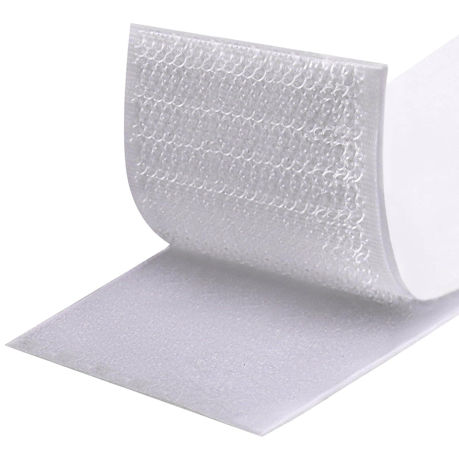 Fesoar Klettband Selbstklebend 5 Meter Extra Stark, Doppelseitig Klebende mit Klettverschluss 50 mm Breit Selbstklebendes Klebepad mit Flauschband und Hakenband (50 mm x 5 m, Weiß) Weiß 50 mm x 5 m