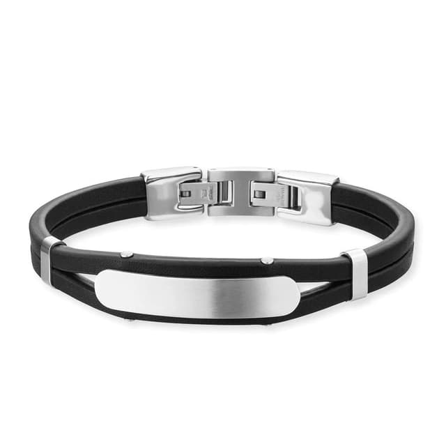 SAVE BRAVE Dexter Herren Armband geflochtenes schwarzes Leder mit Klappverschluss aus Edelstahl - Länge 22 cm - ohne Nickel und Blei - inkl. Schmuckverpackung