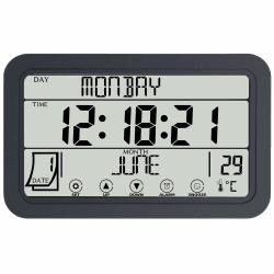 Fuloon Digitale Wanduhr, Touchscreen Digitaluhr mit Temperaturanzeige, Datum, Wochentag, LED Wecker Digital Uhr für Desktop oder Wand