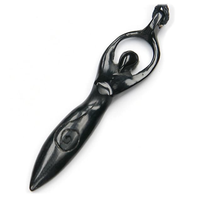 Drachensilber Göttin Schmuck Kette aus Horn, handgefertigtes Schmuckstück inkl. Textilband, 7cm lang
