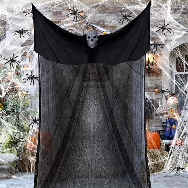 Halloween Deko, 300 * 180cm Halloween Hängende Geist Horror Deko Skelett Türvorhang Halloween Gespenst Gruselig Dekoration für Halloween Party Geisterhaus Dekor