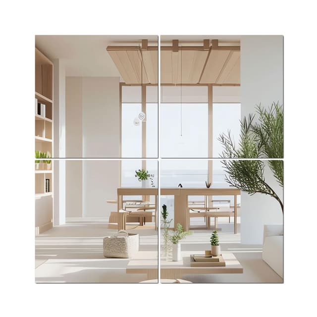 QEEYON 4 Stück Spiegelfliesen Glas 20x20 cm, Spiegelfliesen Selbstklebend Spiegel zum Kleben, HD DIY Klebespiegel für Wand Deko, Schrank, Badezimmer, Wohnzimmer, Schlafzimmer 4 Stück 20 x 20 cm
