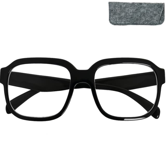 Stilvolle Blaulichtfilter Brille Damen – Oversize Schmetterling oder XL Rechteckig Kunststoffrahmen & große Gläser – Inklusive Etui Xl Linsen Schwarz 0 Dioptrien