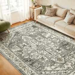 WITSHOCK Teppich Wohnzimmer 270x365 cm: Waschbarer Boho, rutschfest, Kurzflor, Vintage Schlafzimmer, Teppich Küche Flur Esszimmer für Kinder & Haustiere Geeignet-Braun Braun 1 270 x 365 cm (Rechteckig)