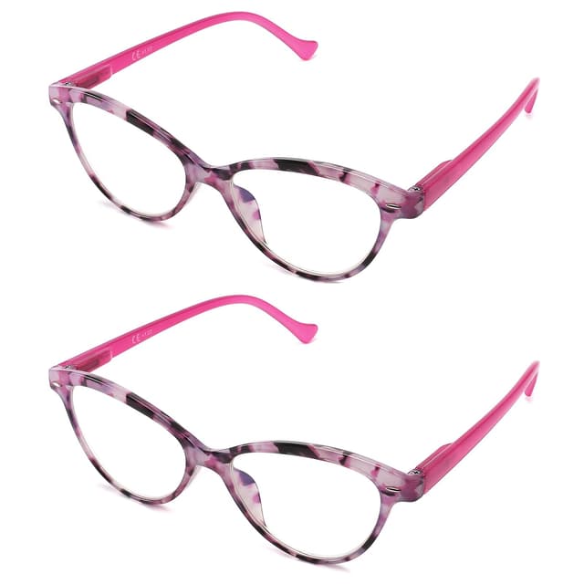 LANLANG 2er-Pack Blaulichtfilter Lesebrille für Damen, Anti Eyestrain Anti UV Lesebrille mit 0-4,0 Dioptrien L-L014