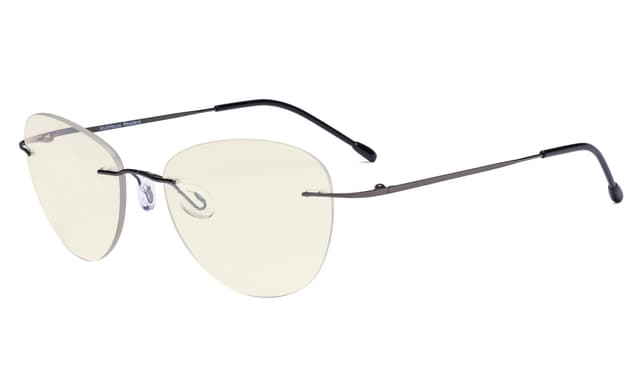 Eyekepper Randlose Gleitsichtbrille Multifokus Lesebrille Blaulichtfilter Damen Pilot Lesebrill +1.75 Metallisch Blaugrau