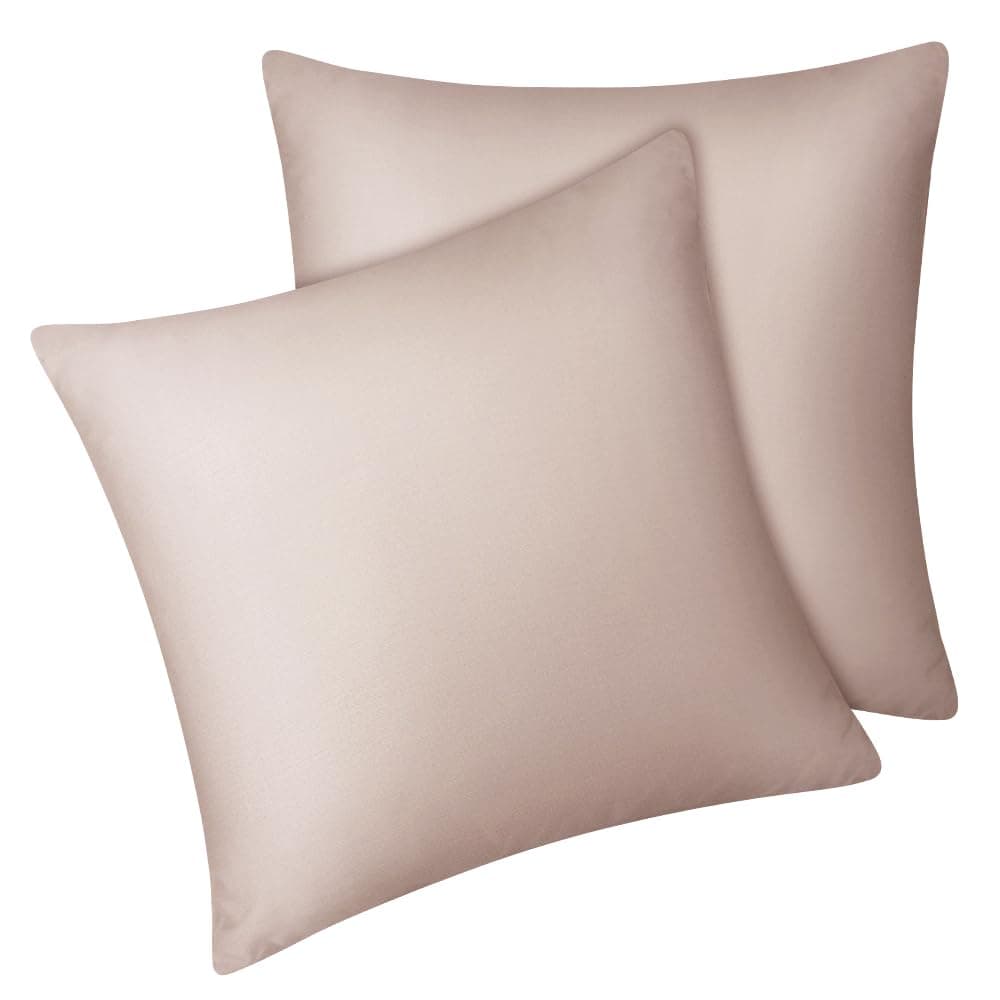 Fittia 2er-Set Lyocell Bambus Kissenbezug Bambusfaser Kopfkissenbezug Kissenhülle Seidig weichkühlend atmungsaktiv mit verdecktem Reißverschluss, Rosebeige, 80x80cm 80 x 80 cm Rosebeige
