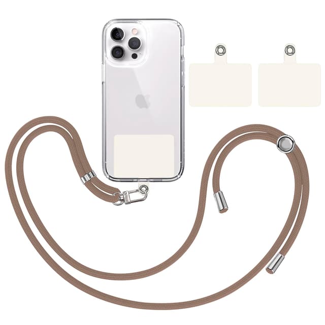 TBOC Band Handykette Schlüsselband Kette Handyschnur [Braun] + 2 [Weiß Ice] Zusätzliche Befestigungspatches Aufhängen Nacken Universal Handy - Pad Handyband Patch Karabiner Hülle Lanyard