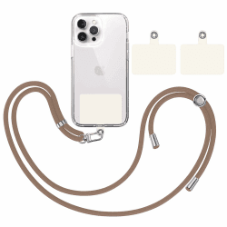 TBOC Band Handykette Schlüsselband Kette Handyschnur [Braun] + 2 [Weiß Ice] Zusätzliche Befestigungspatches Aufhängen Nacken Universal Handy - Pad Handyband Patch Karabiner Hülle Lanyard
