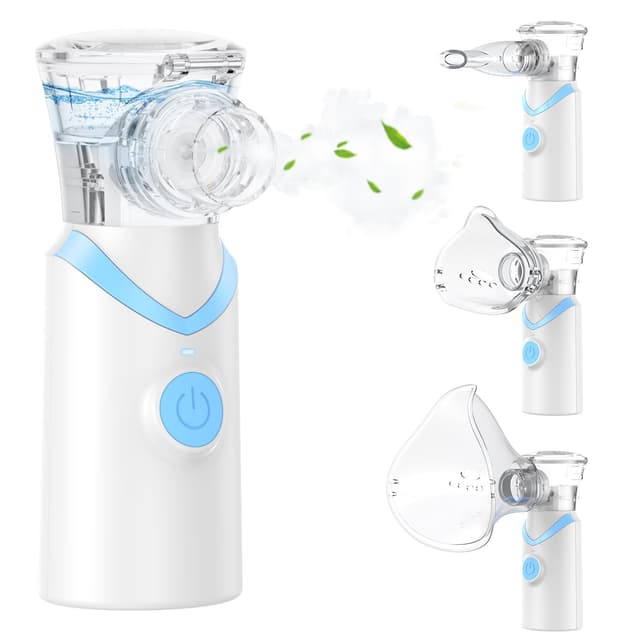 Inhalationsgerät, Larair Inhaliergeräte für Erwachsene & Kinder, Leiser Vernebler, Wiederaufladbarer und Tragbarer Inhalator, Inhalator mit Selbstreinigungsfunktion & Einstellbarem Sprühvolumen. Weiß