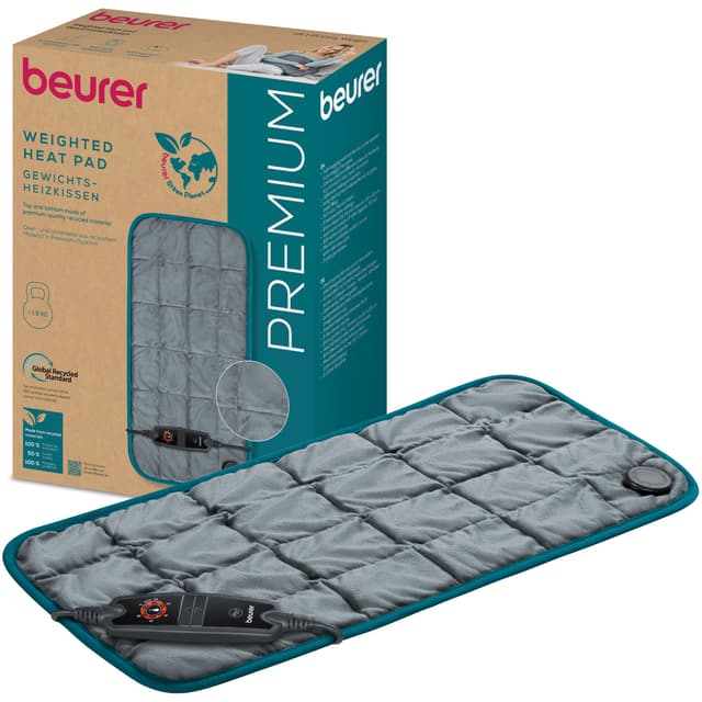 Beurer HK 145 Cosy Weight Gewichtsheizkissen, anschmiegsames Heizkissen mit 1500g Gewicht für mehr Entspannung, Beruhigung und umarmende Wärme, Wärmekissen mit Glasperlenfüllung, 60 x 30 cm